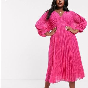 Asos Design Plus Pleated Midi Dress